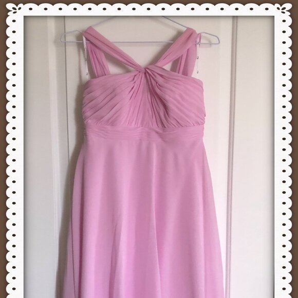 Thread Bridesmaid Draped Chiffon Maxi Dress & Lux Chiffon Stole Powder Pink Sz 4 - Picture 1 of 11